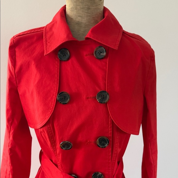 CAbi- Convertible Trench 3 in 1 Coat Vest Bolero Poppy Red Belted Size 0 - Picture 3 of 15
